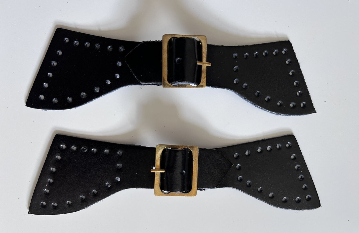 Foot straps Genuine Black Leather Mess Dress /overalls Foot Straps Brass Buckles