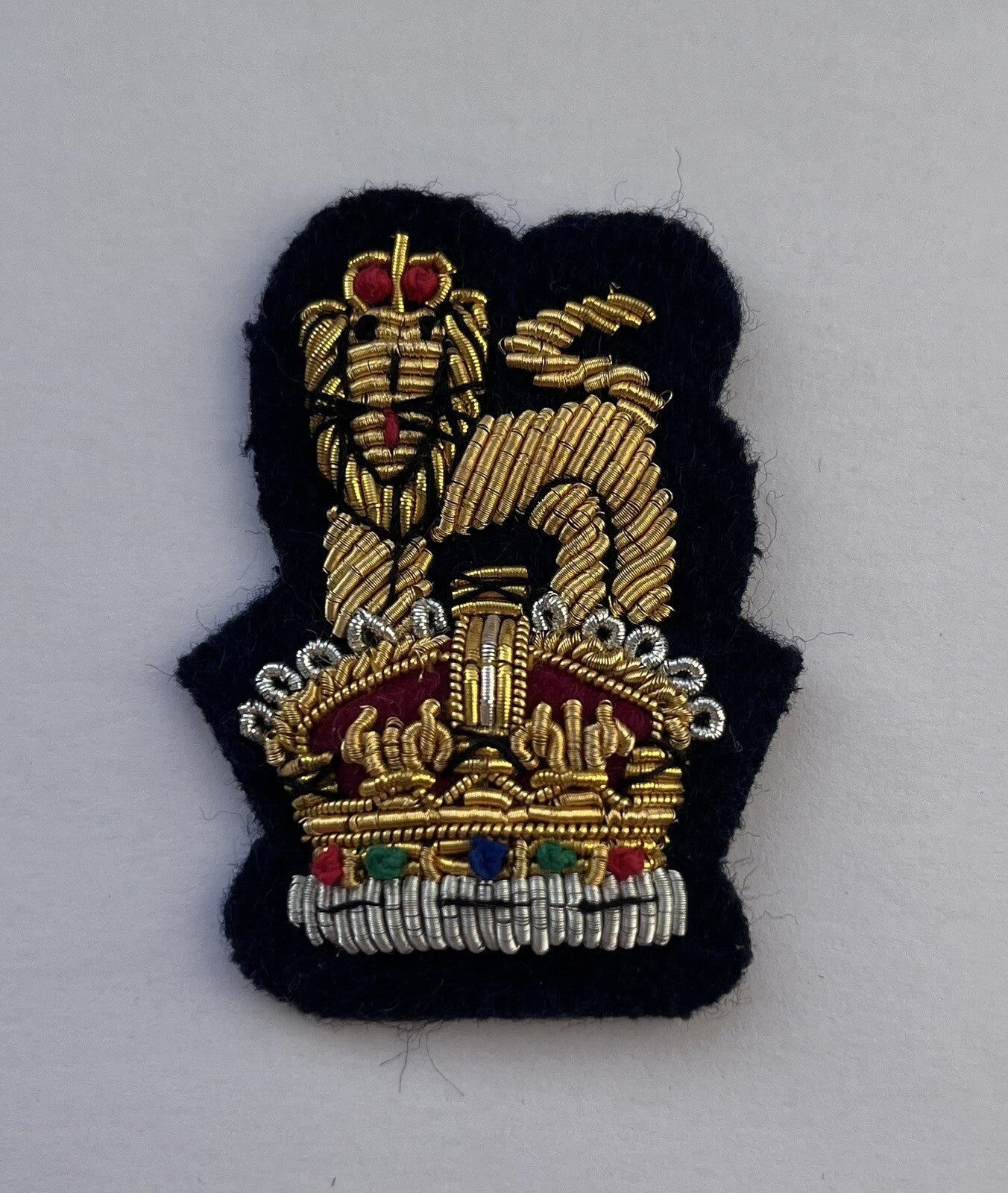Staff Officer,s Cap Badge, Beret/Hat/side cap Hand Embroidered With King’s Crown