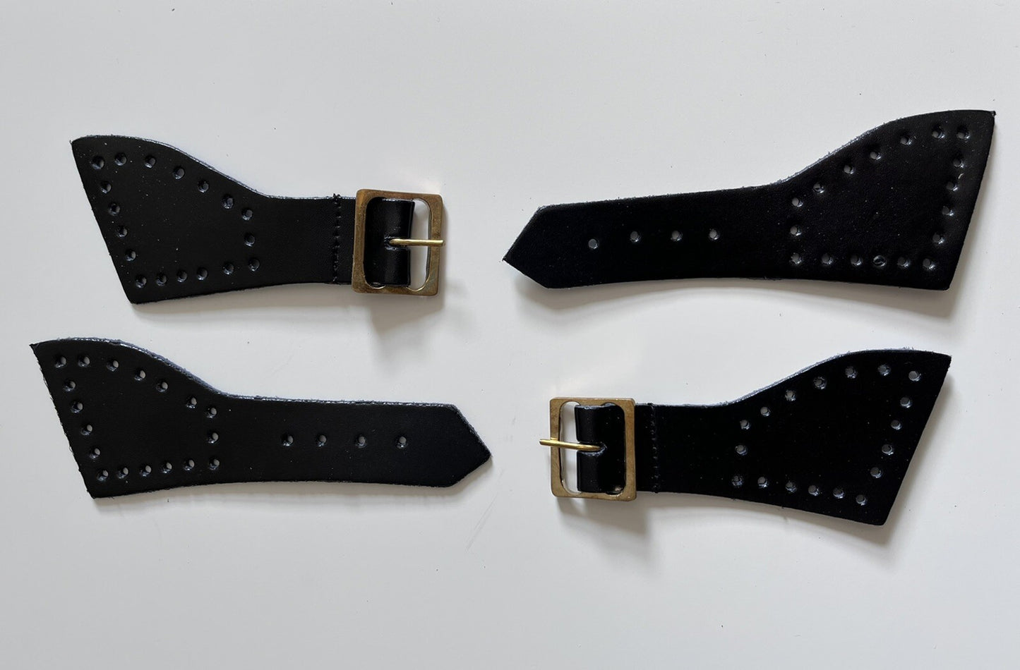 Foot straps Genuine Black Leather Mess Dress /overalls Foot Straps Brass Buckles