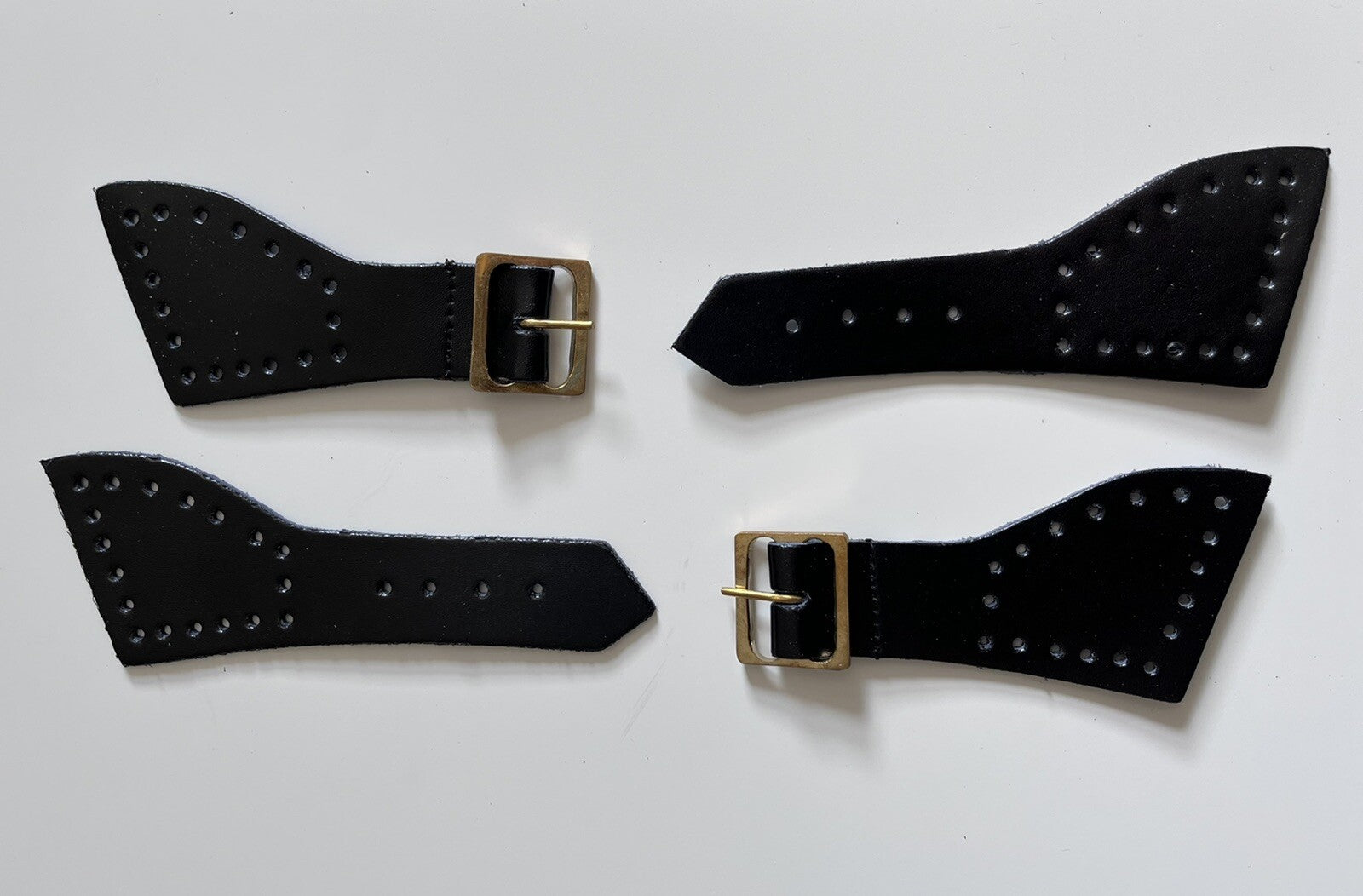 Foot straps Genuine Black Leather Mess Dress /overalls Foot Straps Brass Buckles