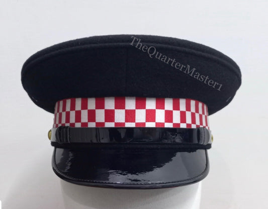 UK/ British Police officer  Cap/Hat ( Black Wool/Melton Top) Red & White dicing