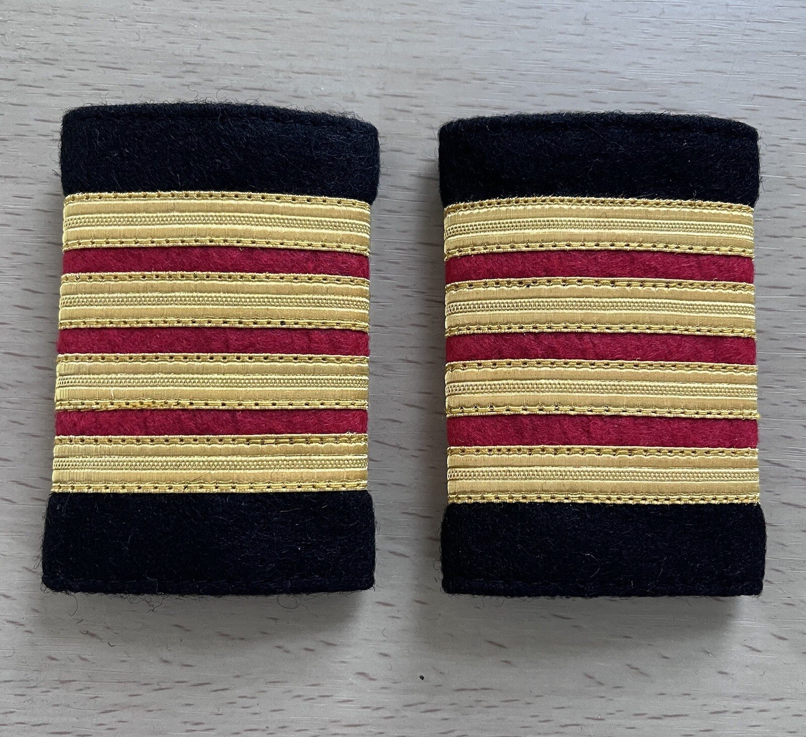Aviation /Medical Gold Bar On Red Epaulettes Slip On