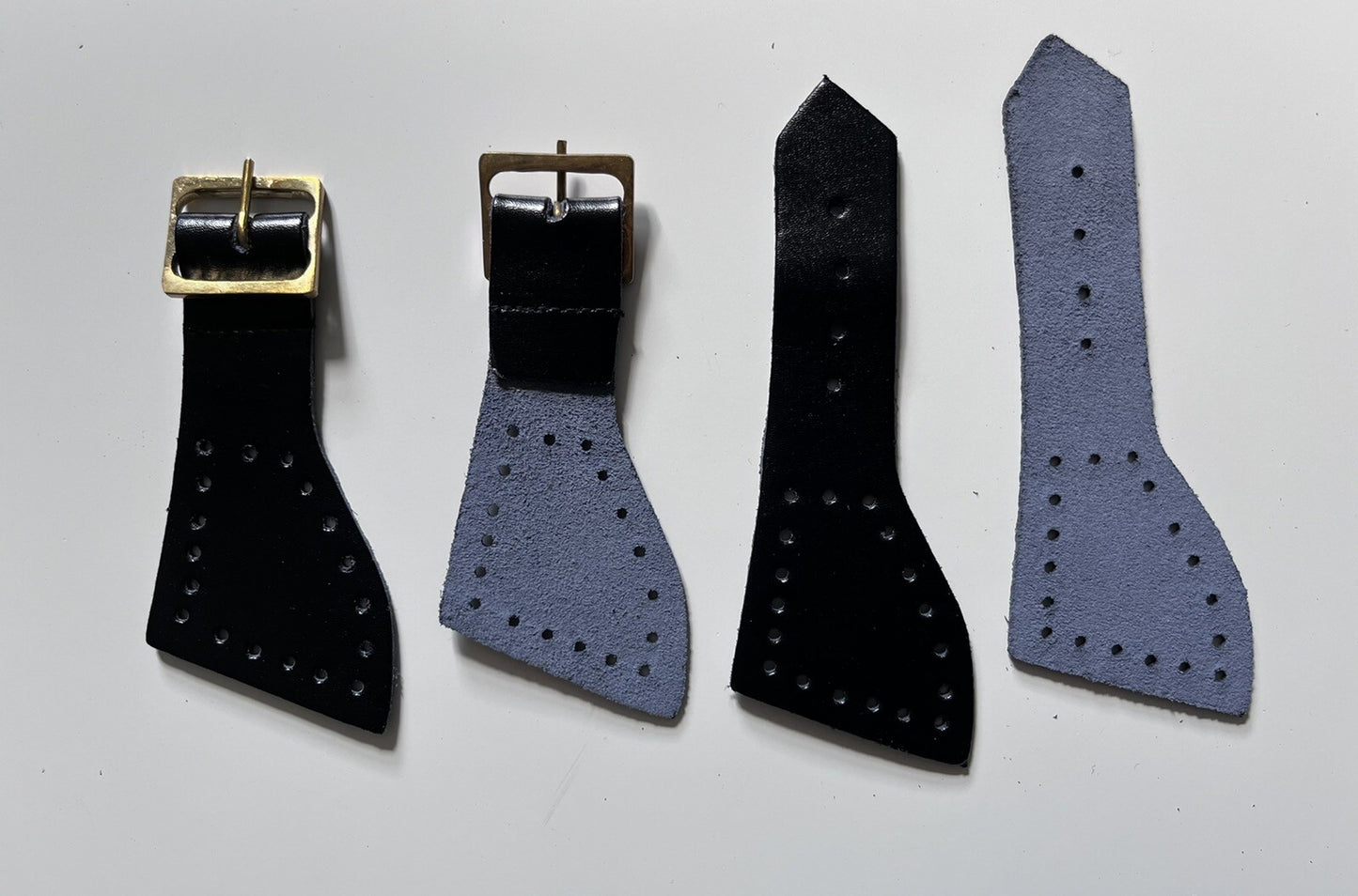 Foot straps Genuine Black Leather Mess Dress /overalls Foot Straps Brass Buckles