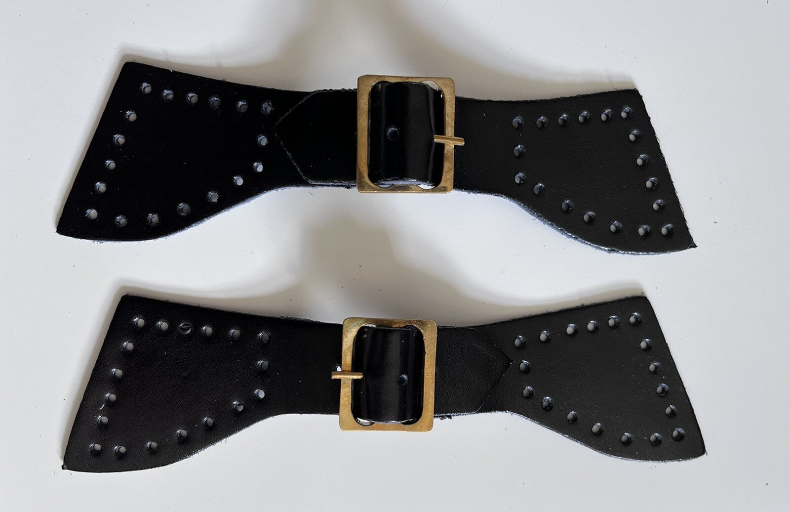 Foot straps Genuine Black Leather Mess Dress /overalls Foot Straps Brass Buckles
