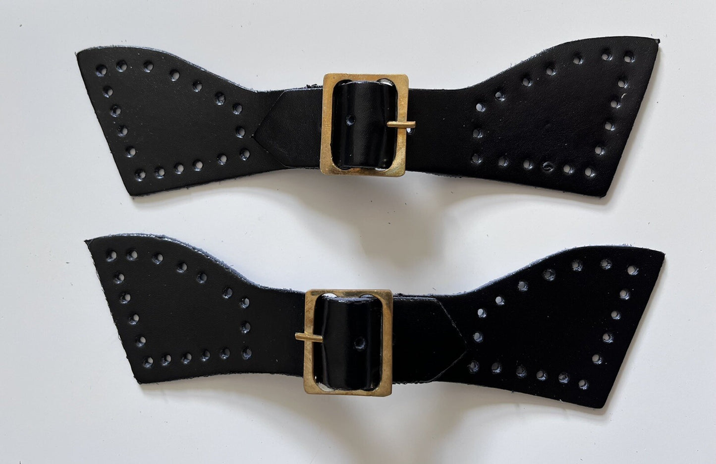 Foot straps Genuine Black Leather Mess Dress /overalls Foot Straps Brass Buckles