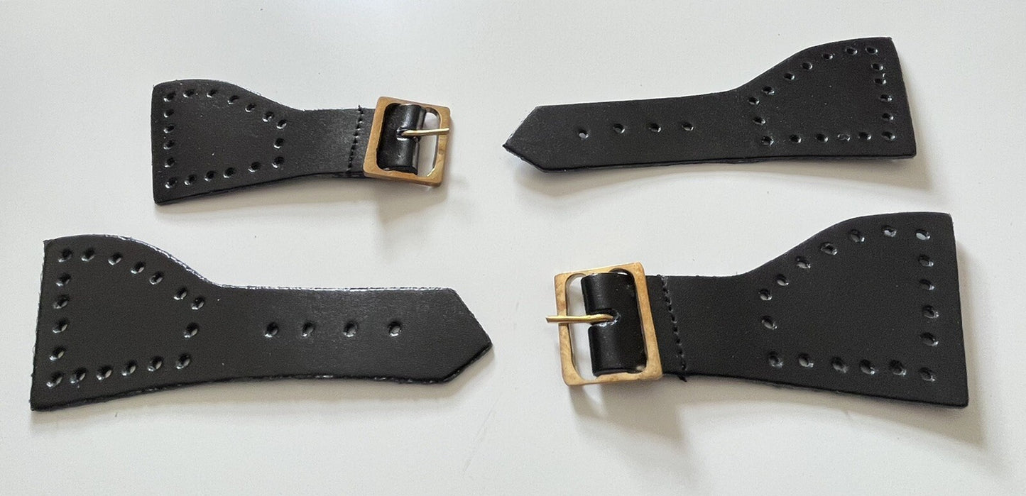 Foot straps Genuine Black Leather Mess Dress /overalls Foot Straps Brass Buckles