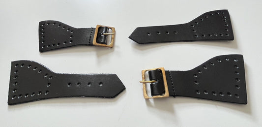 Foot straps Genuine Black Leather Mess Dress /overalls Foot Straps Brass Buckles