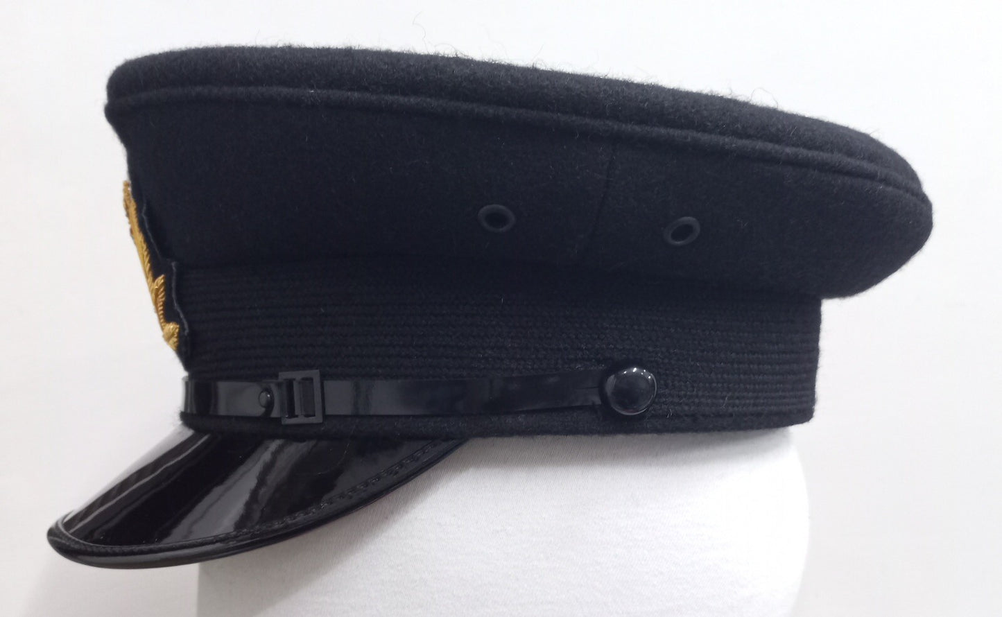 RN Royal Navy officer cap / Hat (Black Wool /Melton ) RN Kings's III Crown Badge