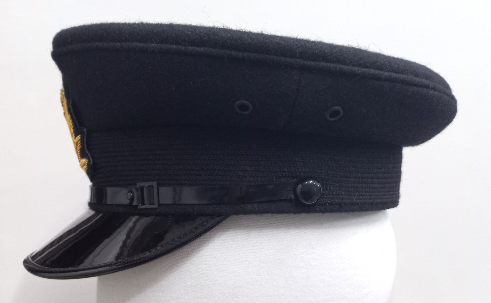 RN Royal Navy officer cap / Hat (Black Wool /Melton ) RN Kings's III Crown Badge