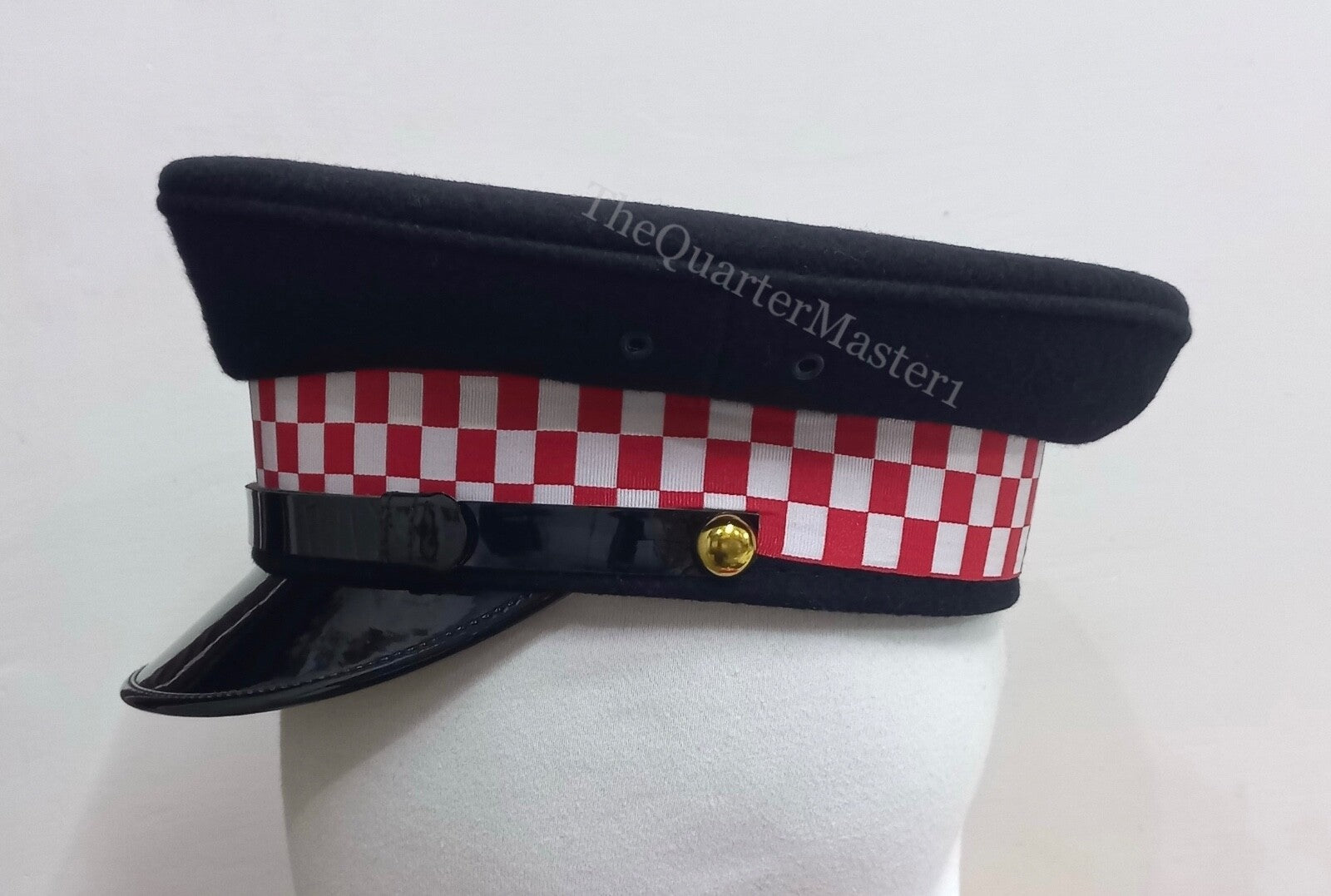 UK/ British Police officer  Cap/Hat ( Black Wool/Melton Top) Red & White dicing