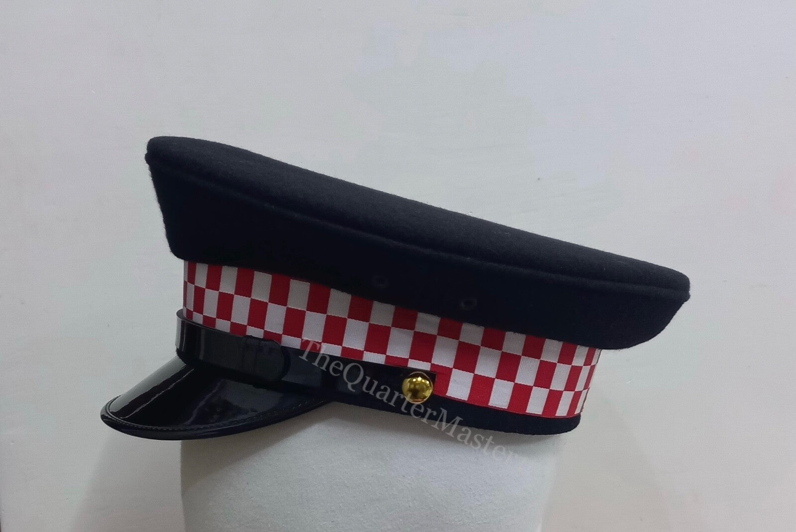 UK/ British Police officer  Cap/Hat ( Black Wool/Melton Top) Red & White dicing