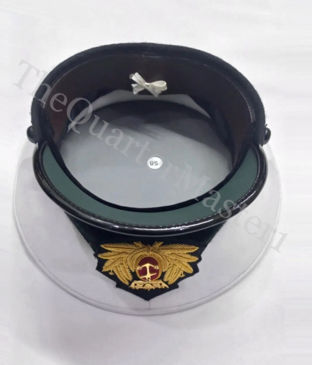 Merchant Navy officer peak cap / Hat white cotton twill top fabric