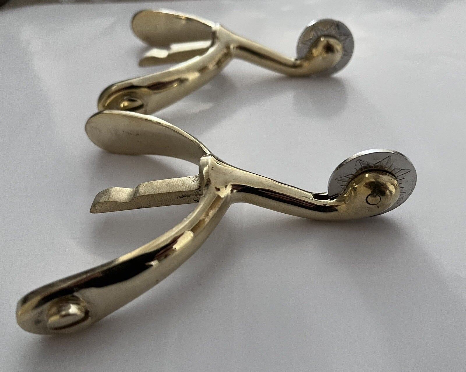 Swan Neck Spurs Solid Brass Metal (Pair) British Army/ Military Boots/ Shoes