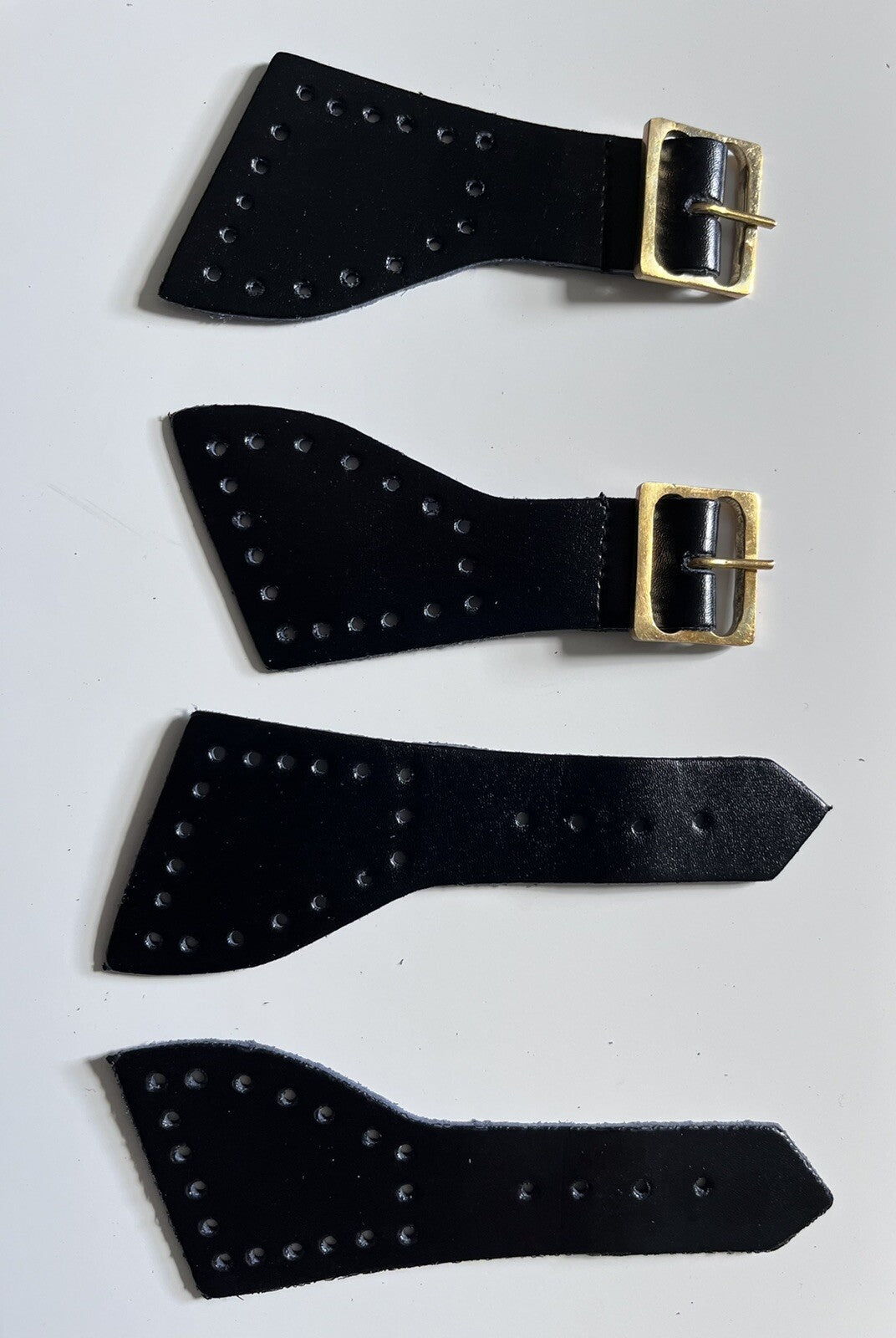 Foot straps Genuine Black Leather Mess Dress /overalls Foot Straps Brass Buckles
