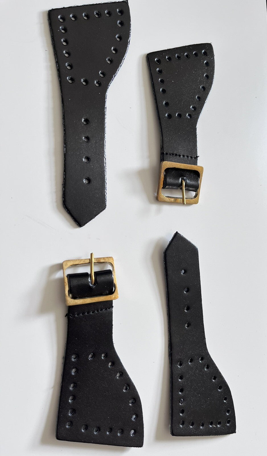 Foot straps Genuine Black Leather Mess Dress /overalls Foot Straps Brass Buckles