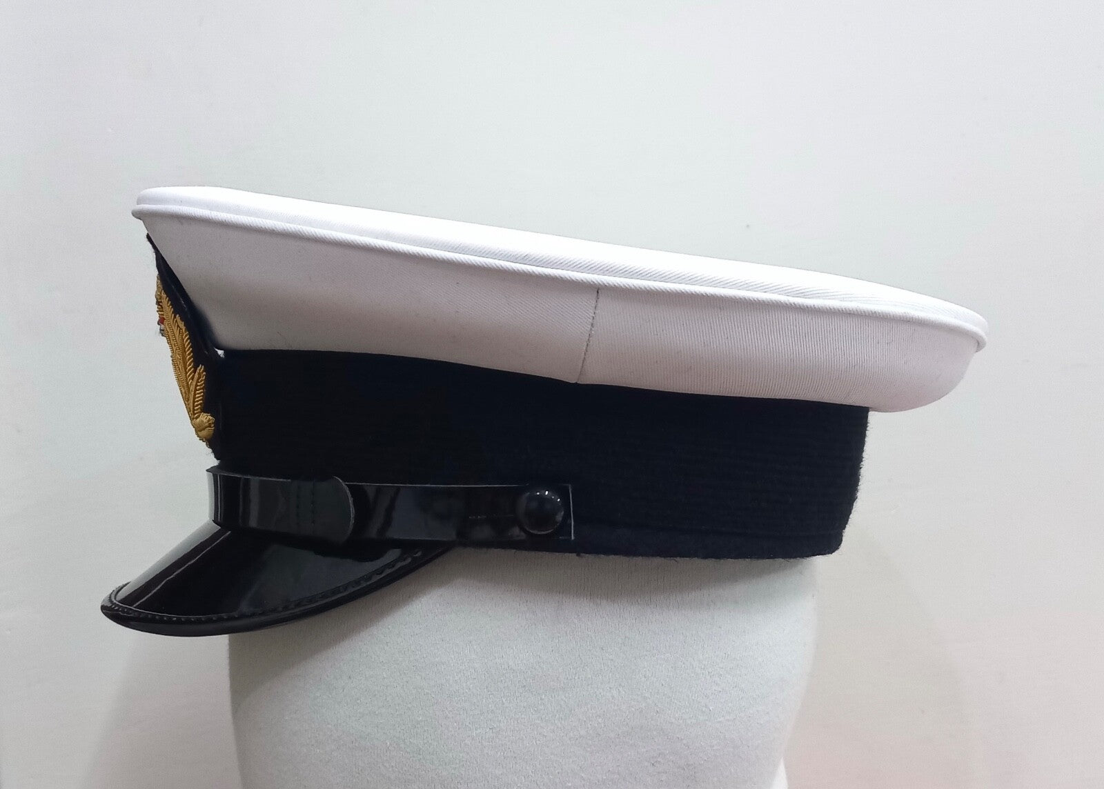 RN Royal Navy officer cap white Cotton Twill Top with RN Kings's III Crown Badge