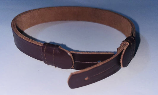 Military Forces Peaked Cap Chin Strap Brown Genuine Leather Adjustable Loops