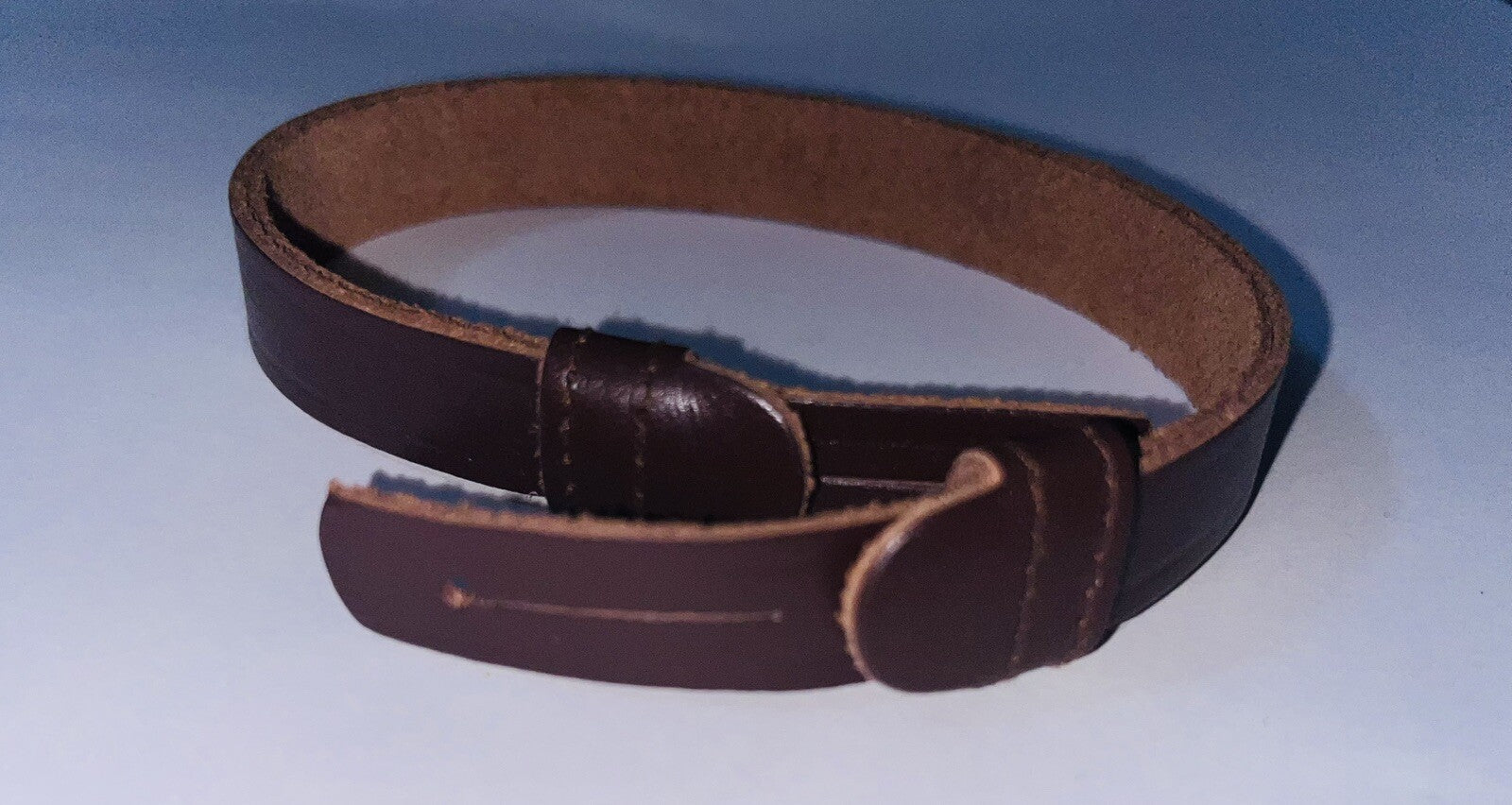 Military Forces Peaked Cap Chin Strap Brown Genuine Leather Adjustable Loops