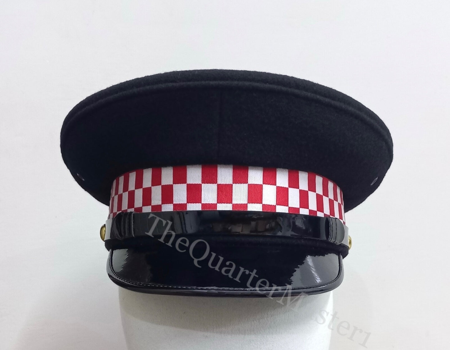 UK/ British Police officer  Cap/Hat ( Black Wool/Melton Top) Red & White dicing