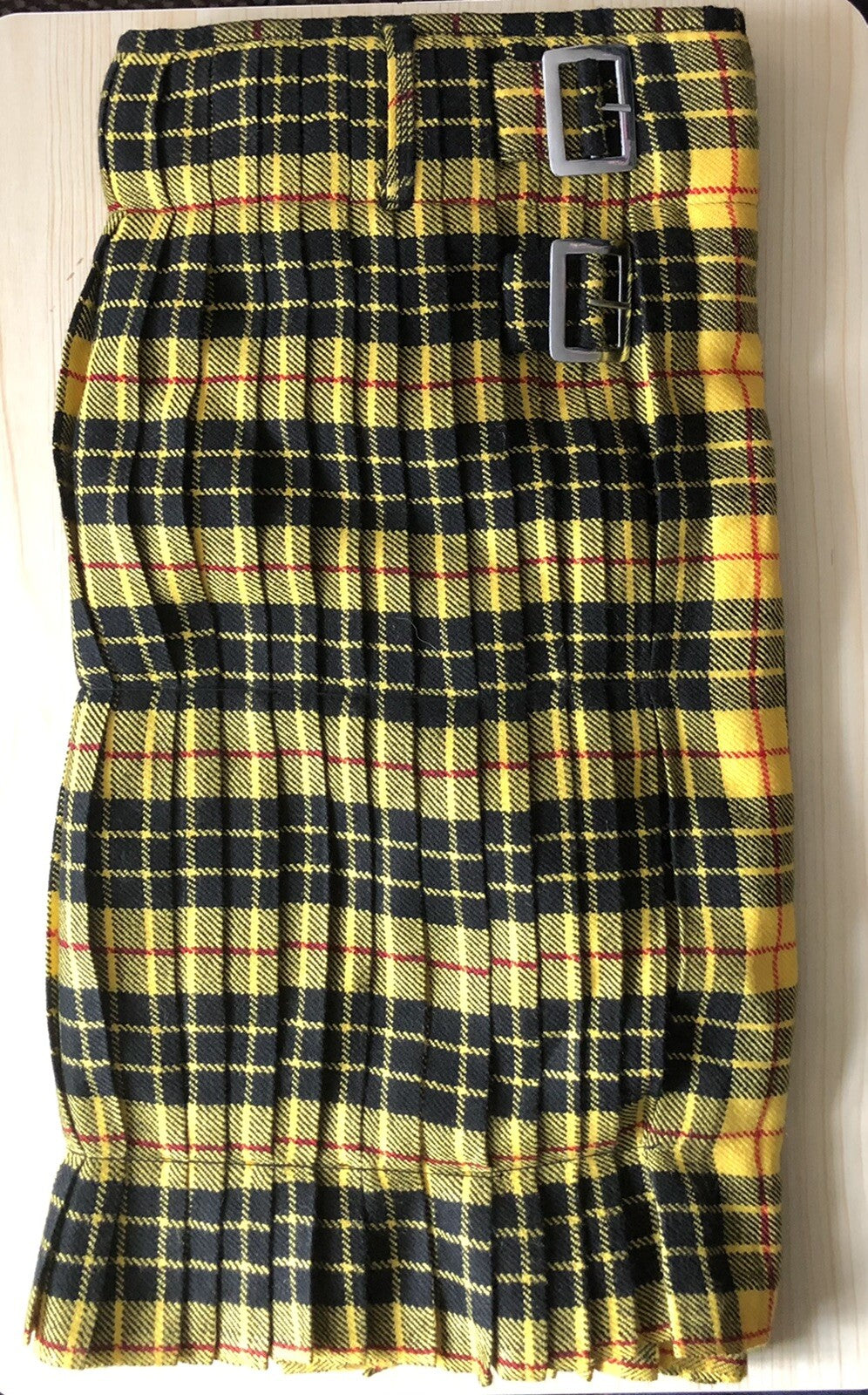 Scottish Highlands Tartan Checked Pleated Kilt Skirt Size 30” Acrylic Wool