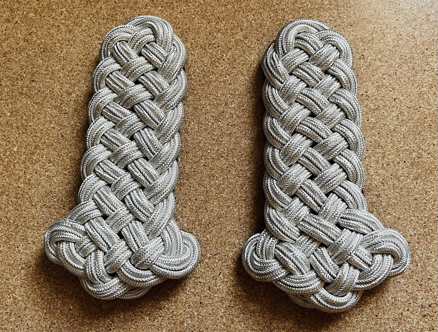 Shoulder Cords Senior Officer Silver Wire Braided Pair With Backing Attachment