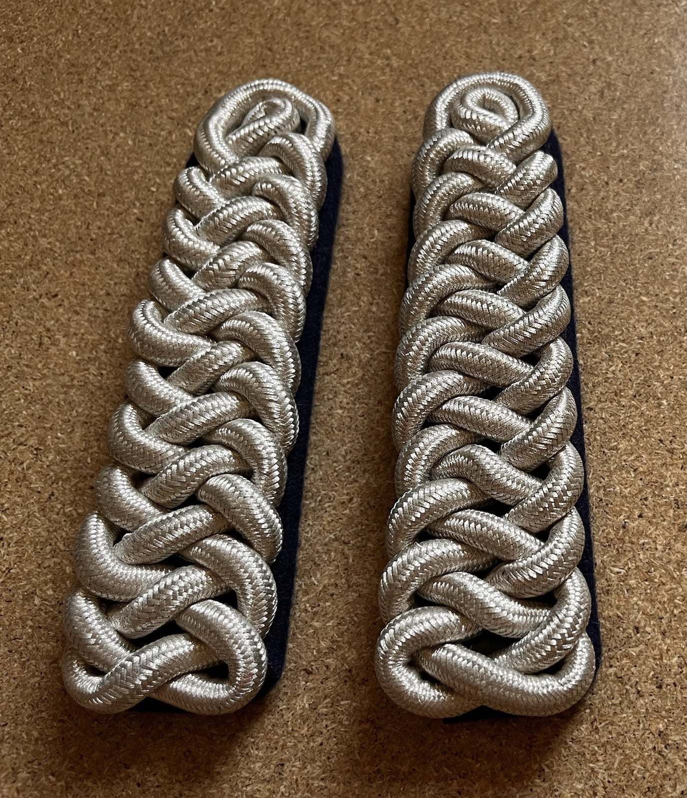 Royal Horse Artillery Shoulder Cords Silver Wire Braid With Backing Attachments