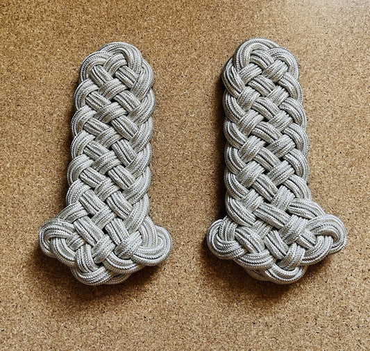 Shoulder Cords Senior Officer Silver Wire Braided Pair With Backing Attachment
