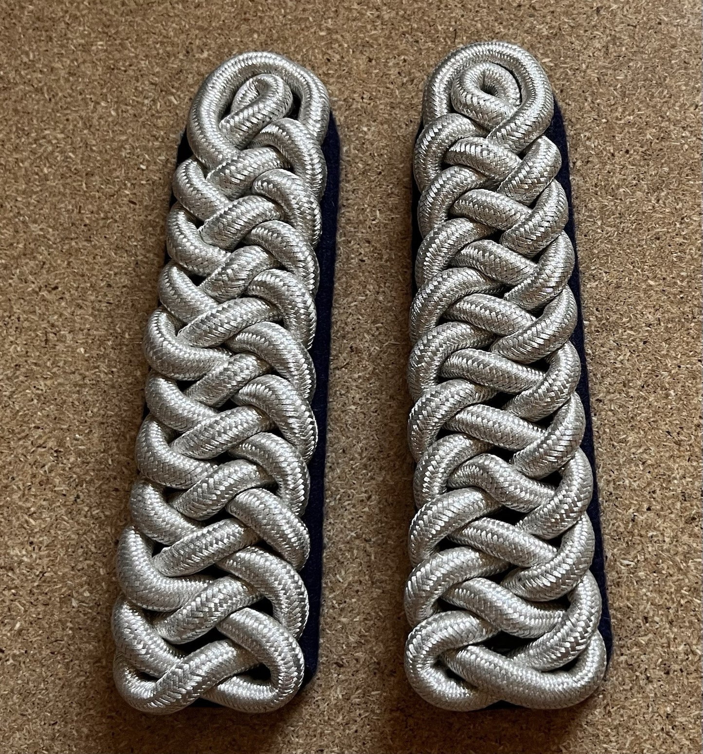 Royal Horse Artillery Shoulder Cords Silver Wire Braid With Backing Attachments